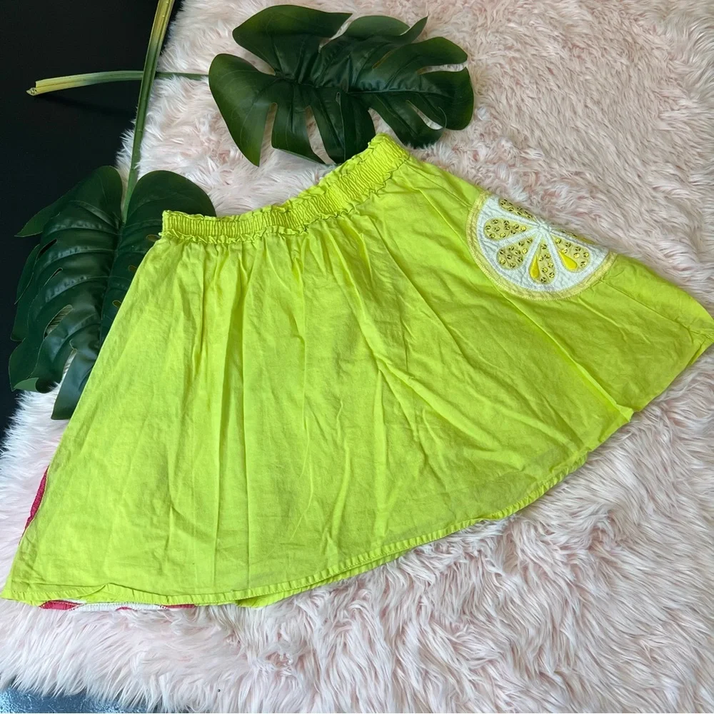 Vintage Gymboree Citrus Cooler‎ Green Skater Skirt Sz 7 Sequins Embroidery